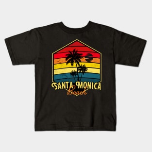 Santa Monica Beach Surfing California Retro Kids T-Shirt